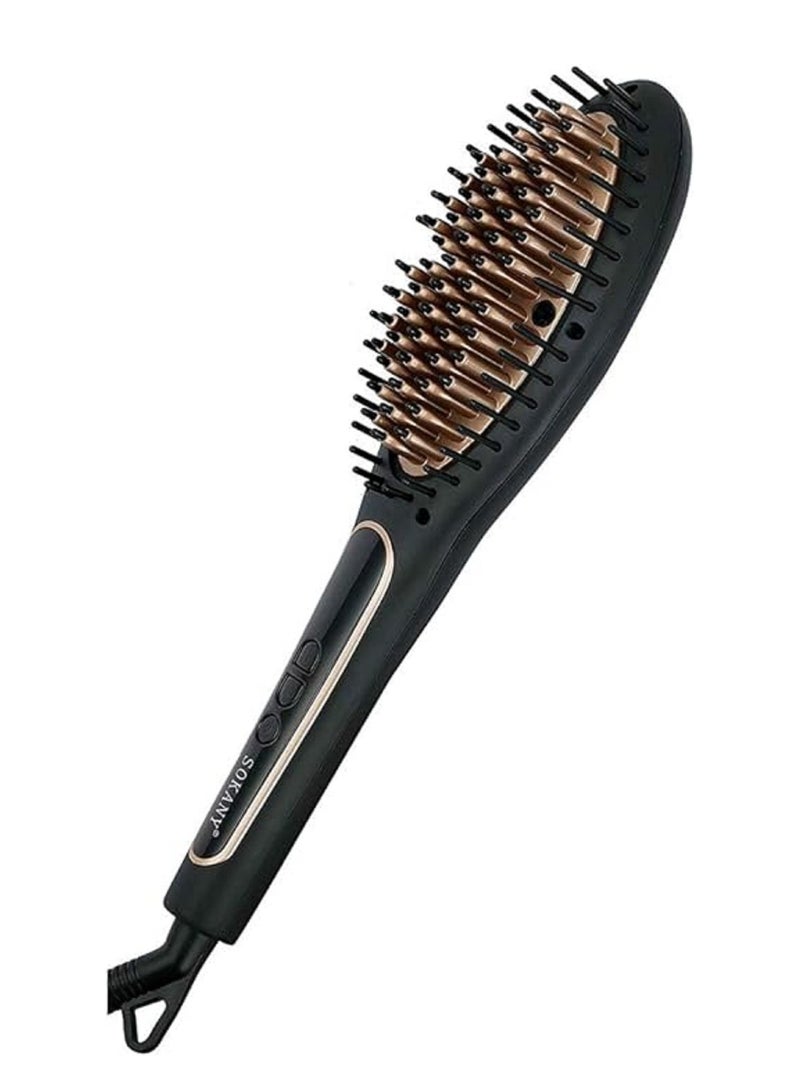 sokany Processional LCD Hair Straightener Brush Black - Image 1