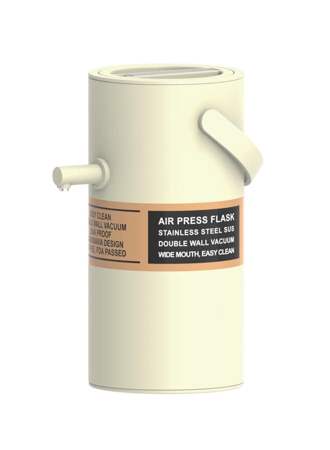 غزال ترمس شاي/قهوة من الستانلس ستيل سعة 2.0 لترالأبيض العاجي، مزود بآلية ضغط هواء، زجاج بوروسيليكات، مزدوج الجدار مع عزل تفريغي - Image 1