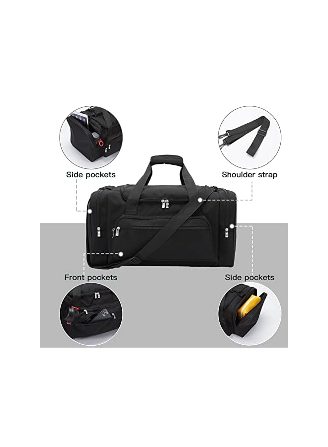 PROMASS Holdall Duffle Bag Gym Duffle Bag with Shoulder Strap Overnight Weekender Bag for Men and Women (Black, 40L) - Image 5