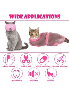 Patelai Patelai 5 Pcs Cat Bathing Bag Set Cat Grooming Bag Adjustable Pet Shower Net Muzzles Nail Clipper Tick Remover Tool Massage Brush(Pink)  - Image 4
