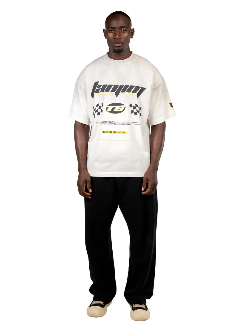 تنجيم سكواد تي شيرت تي إس رايسنغ مغسول بحمض - أبيض