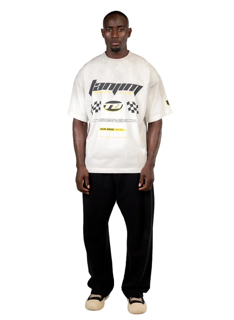 تنجيم سكواد تي شيرت تي إس رايسنغ مغسول بحمض - أبيض