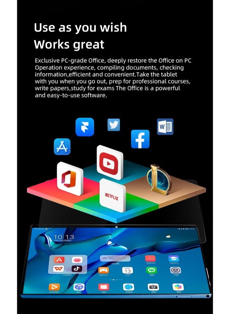 أوميو كمبيوتر لوحي ذكي يعمل بنظام Android، شاشة 10.1 بوصة HD+، ثنائي شريحة الاتصال، شبكة 5G، واي فاي، 4 جيجابايت رام، 128 جيجابايت روم، لعبة كاميرا مزدوجة وموسيقى للأطفال - رمادي - Image 2