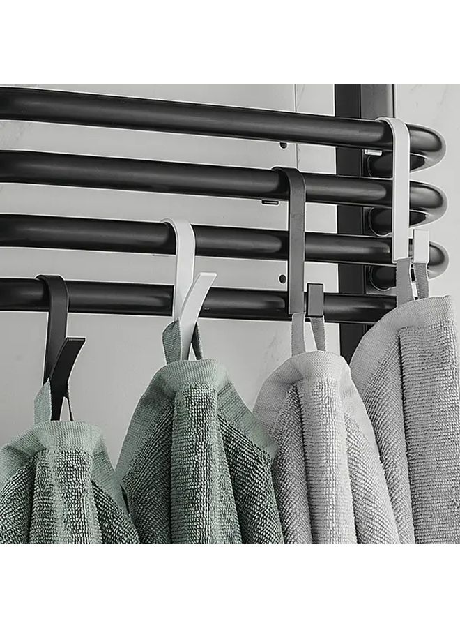 White Heavy Duty Stainless Steel Double Head Hanging Rod No Drill Installation Wall Mounted - Image 3