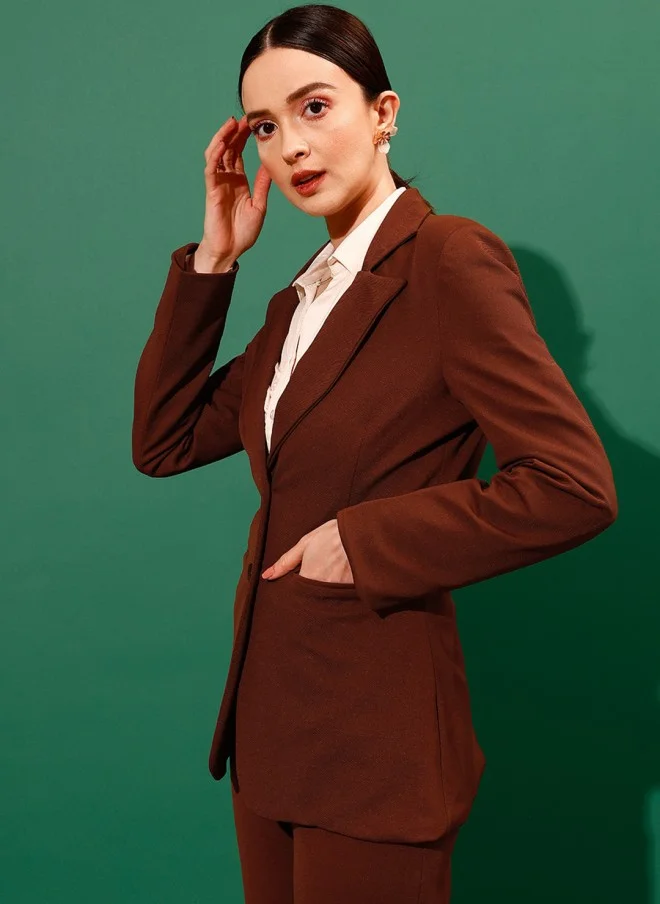 STREET 9  Brown Slim-Fit Formal Blazer for Women for Women | Best Price UAE