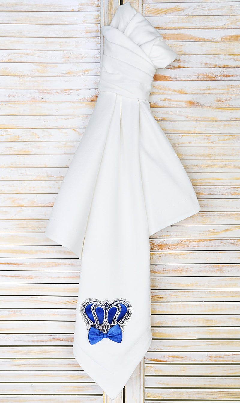 Lilax Baby Boy Newborn Crown Jewels Swaddle Receiving Blanket Royal Blue - Image 3