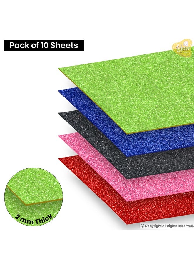 Lakeer Self Adhesive Sticky A4 Size Glitter Sparkles Foam Sheet with Sticky Back Pack of 10 Sheets (10 Colours x 1 Pcs Each) - Image 3