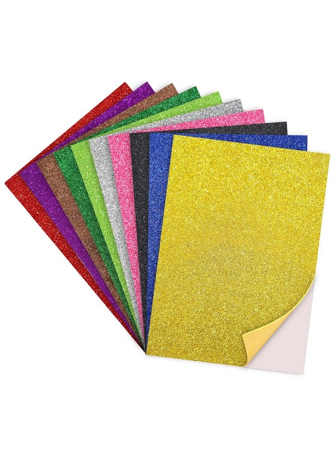 Lakeer Self Adhesive Sticky A4 Size Glitter Sparkles Foam Sheet with Sticky Back Pack of 10 Sheets (10 Colours x 1 Pcs Each) - Image 1