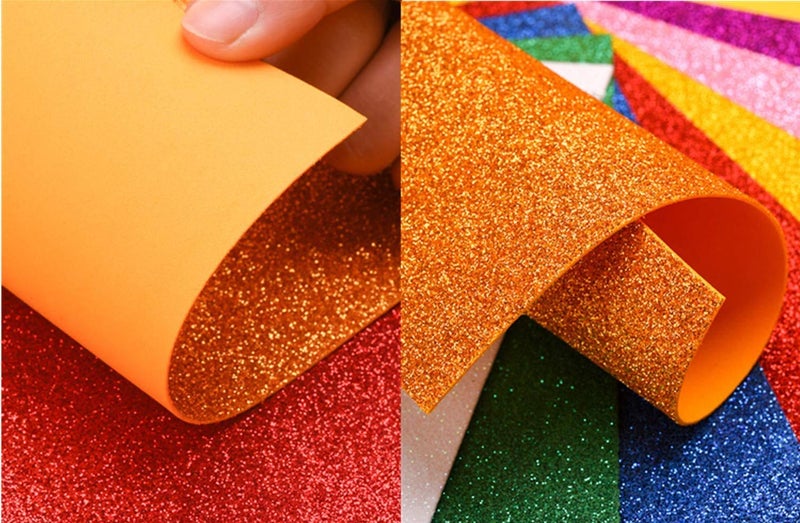 Mluchee 10 Sheets Glitter Paper Sheet for Crafts Children Halloween Thanksgiving Christmas Fall Decor, A4 Cardstock Paper Self-adhesive Paper for Scrapbook Graduation DIY (Multicolor) - Image 4
