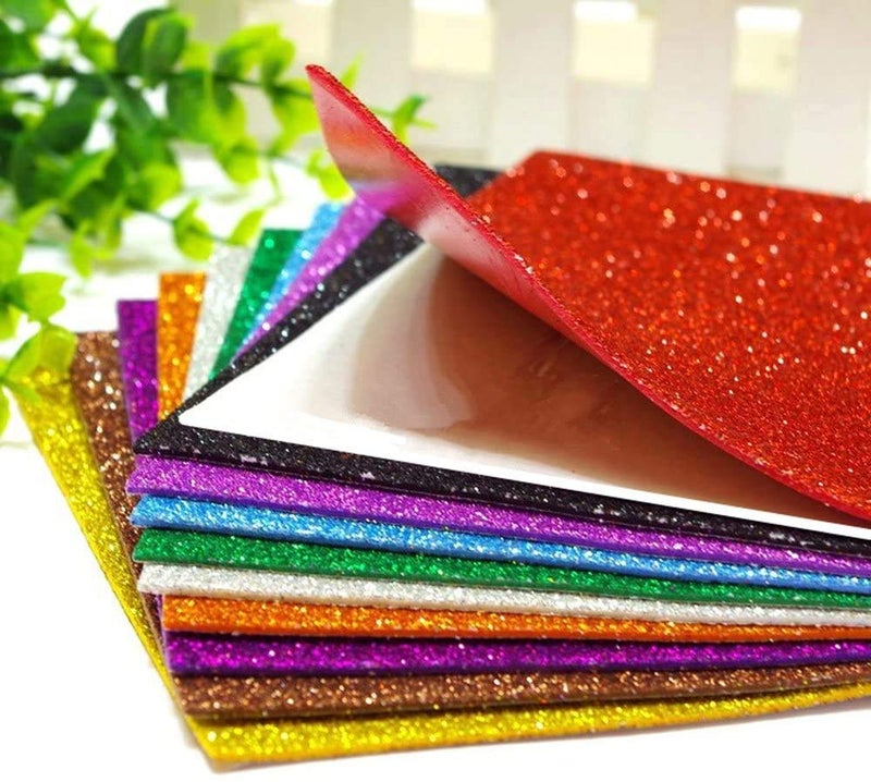 Mluchee 10 Sheets Glitter Paper Sheet for Crafts Children Halloween Thanksgiving Christmas Fall Decor, A4 Cardstock Paper Self-adhesive Paper for Scrapbook Graduation DIY (Multicolor) - Image 2