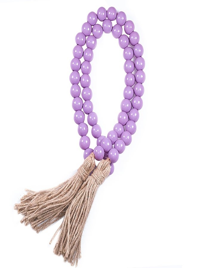 TACOLO Purple Wood Beads Garland with Tassels, 1 Pcs Farmhouse Rustic Country Decor Prayer Beads Boho Chic for Farmhouse, Wall Hanging, Home Decoration (Gold, 39 Inch) - Image 1