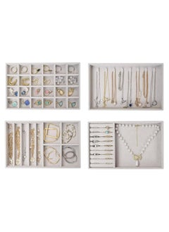 KITCHENOO Set of 4 Jewelry Organizer for Drawers, Jewelry Display Case Storage Container for Earring Necklace Rings Bracelet with Removable Dividers  - Image 2