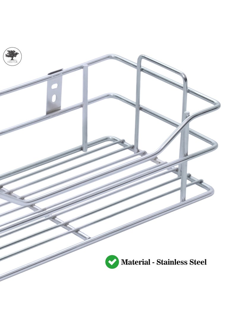 sulfar Stainless Steel Multipurpose Kitchen Storage Rack/Wall Mount Hanging Stand Bedroom/Bathroom Shelf (Silver) Pack of 1  - Image 4