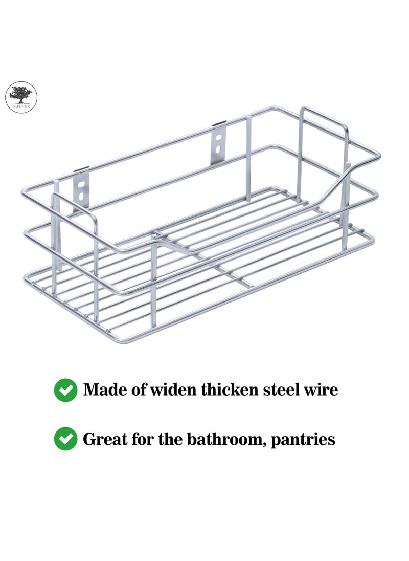 sulfar Stainless Steel Multipurpose Kitchen Storage Rack/Wall Mount Hanging Stand Bedroom/Bathroom Shelf (Silver) Pack of 1  - Image 3