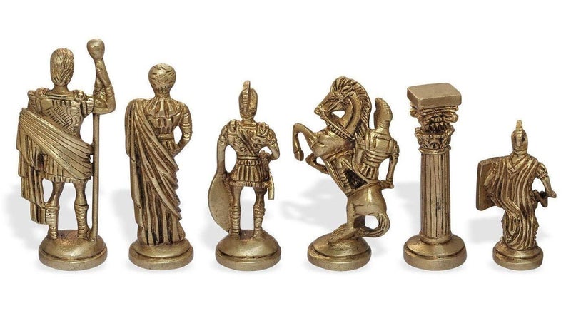 Skywalk Collectible Premium Metal Brass Made Chess Figures, Roman Chess Figures,Antique Showpiece Decorative Gift Item - Image 3