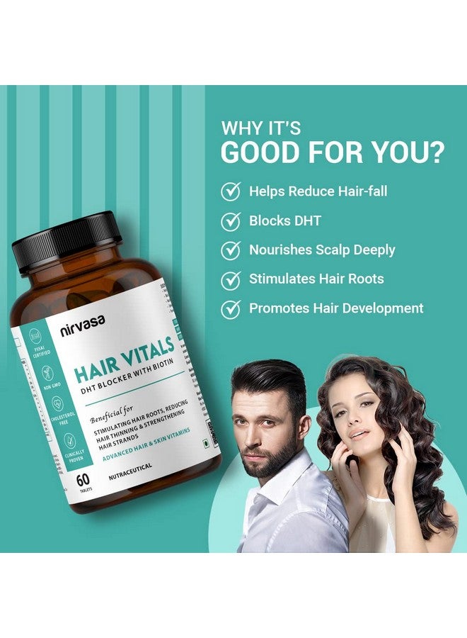 Nirvasa Hair Vitals DHT Blocker with Biotin Tablets- Hair Suppliment with Beta-Sitosterol | Hair Vitamins for Men & Women - 60 Tablets - Image 5