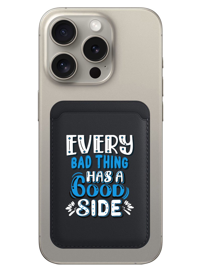 Theodor Magnetic Wallet, Compatible with MagSafe Wallet, for iPhone Wallet, for iPhone 16/15/14/13/12 Series, Not for iPhone 13/12 mini, 3 Card Holder, Vegan Leather, Black - EVery bad thing has a good side - Image 1