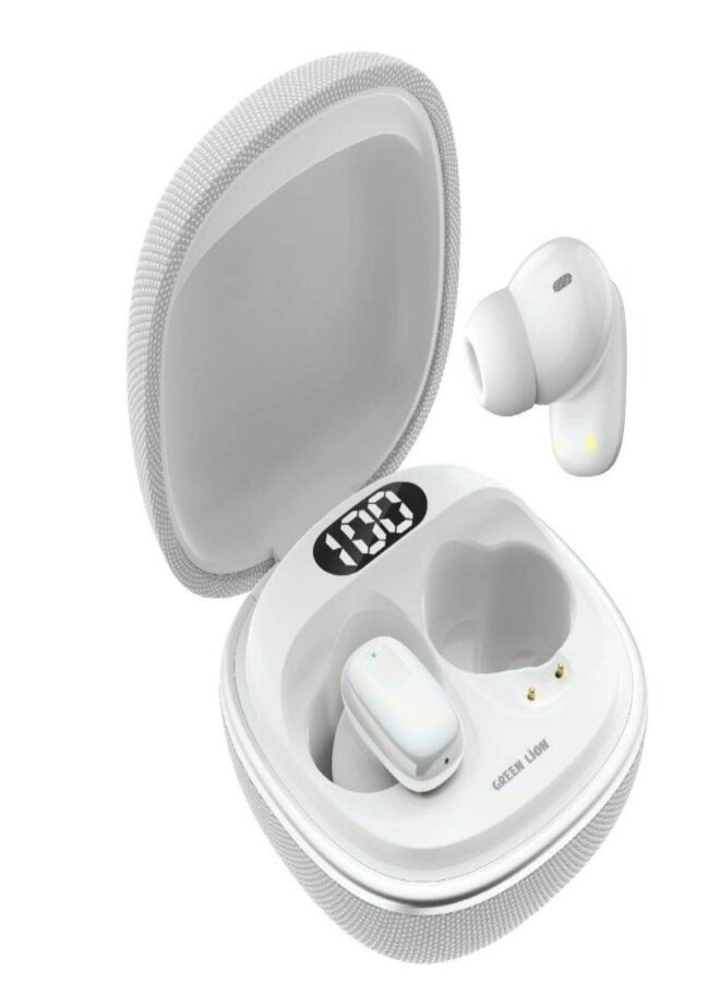 Green Lion Siena True Wireless Earbuds, Multi-Function Touch Control, LED Digital Display, IPX5 Waterproof, Environmental Noise Cancellation, Up to 6 Hours Playtime, Bluetooth Version 5.4 (White)