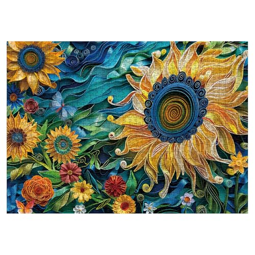 BBOLDIN Sunflower Puzzles for Adults 1000 Pieces Colorful Flower 3D Plant Jigsaw Puzzles Nature Christian Beautiful Paper Floral Garden Puzzle - Image 5