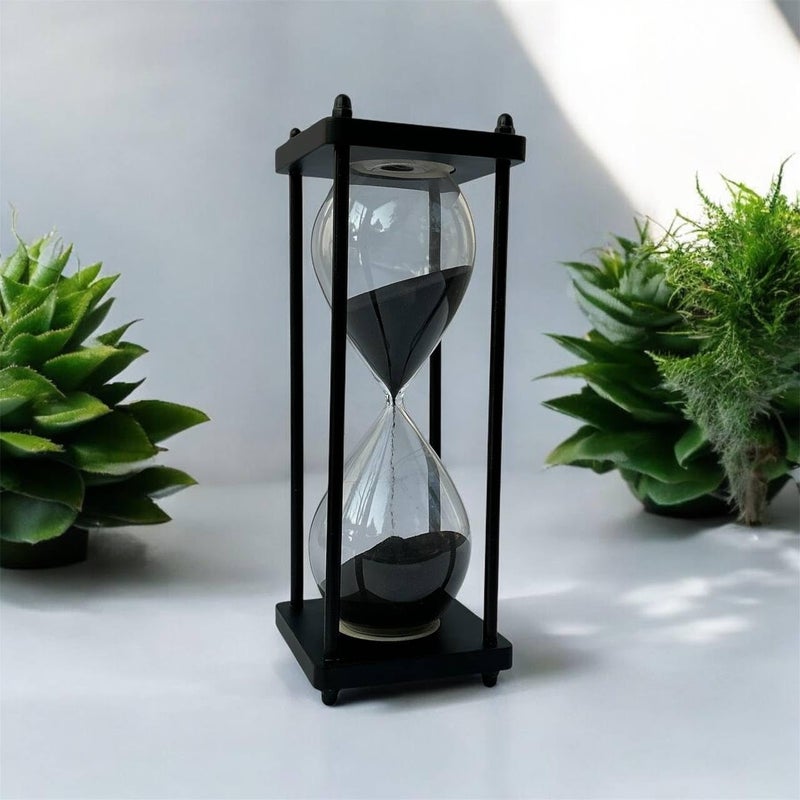 Personalized Wooden 30 Minute SandTimer Engraved Hourglass for Kitchen Home Office Wedding Study Decor Graduation Gift Black  - Image 1
