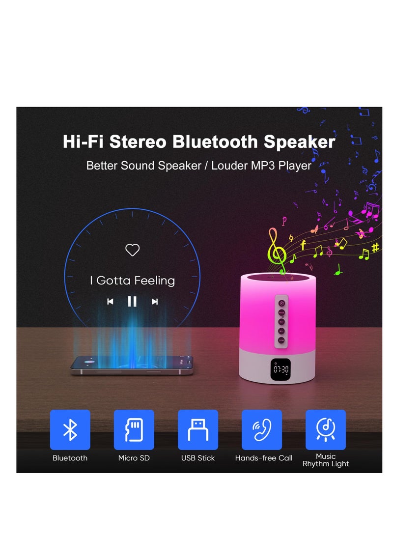 Excefore Night Light Bluetooth Speakers 48 ​​Color Changing Touch Control Bedside Lamps Can Adjust Lighting White Noise Multi-Color Changing Bedside Lamps Sound Machine Gift for Teens and Adults - Image 2