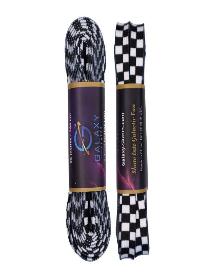 Galaxy Skates Sublimation 9mm Roller Skate Laces - Colorful Shoelaces for Derby Skates, Boots, Figure Skates Multiple Lengths (Checkered, 51") - Image 1