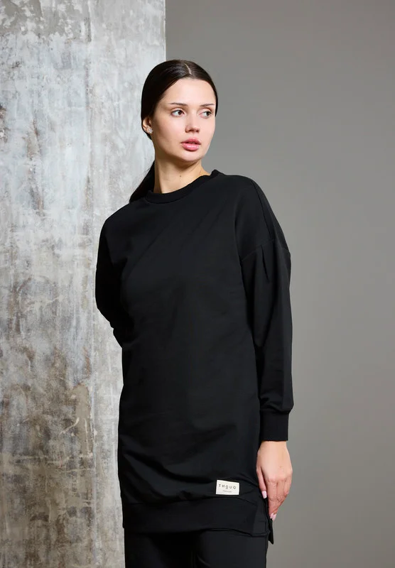 ذوق Drop Shoulder Long Line Sweatshirt