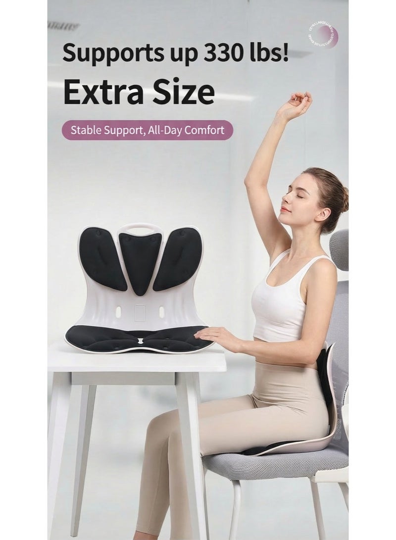 Orthopedic Memory Foam Lumbar Support Pillow Set with Seat Cushion for Sciatica Pain Relief Office Chair Use - Image 1