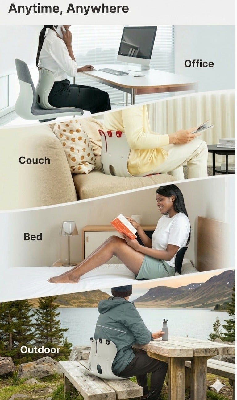 Orthopedic Memory Foam Lumbar Support Pillow Set with Seat Cushion for Sciatica Pain Relief Office Chair Use - Image 3