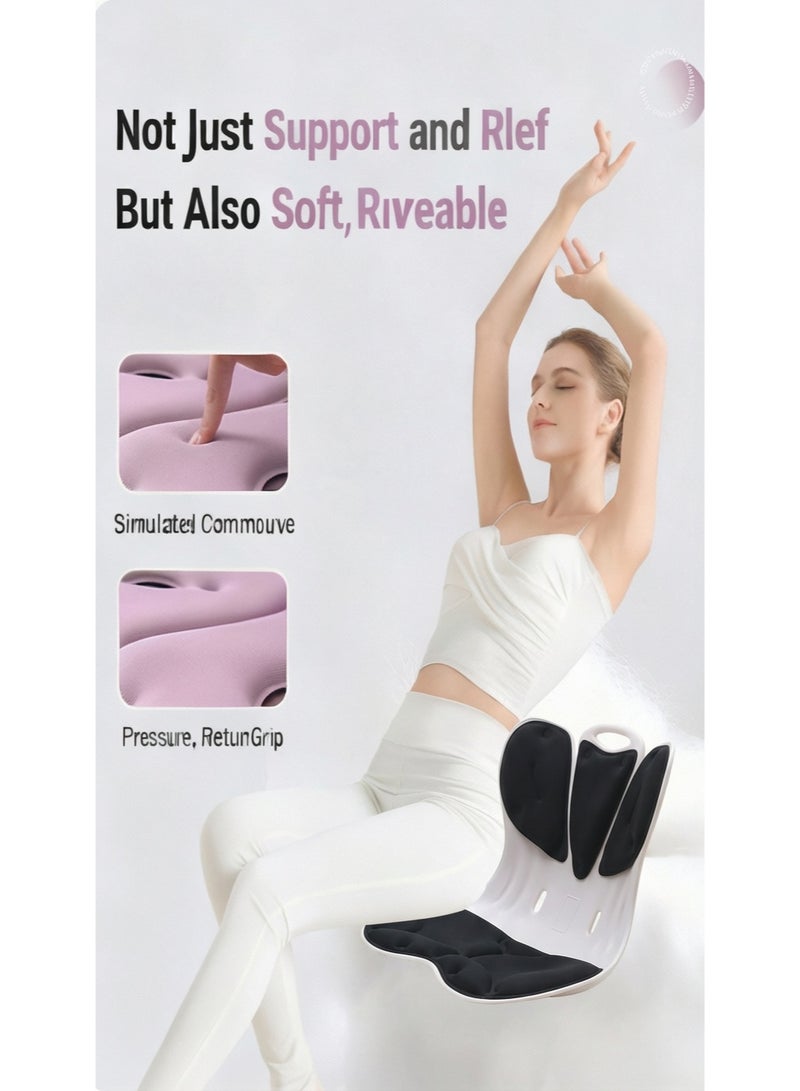 Orthopedic Memory Foam Lumbar Support Pillow Set with Seat Cushion for Sciatica Pain Relief Office Chair Use - Image 2