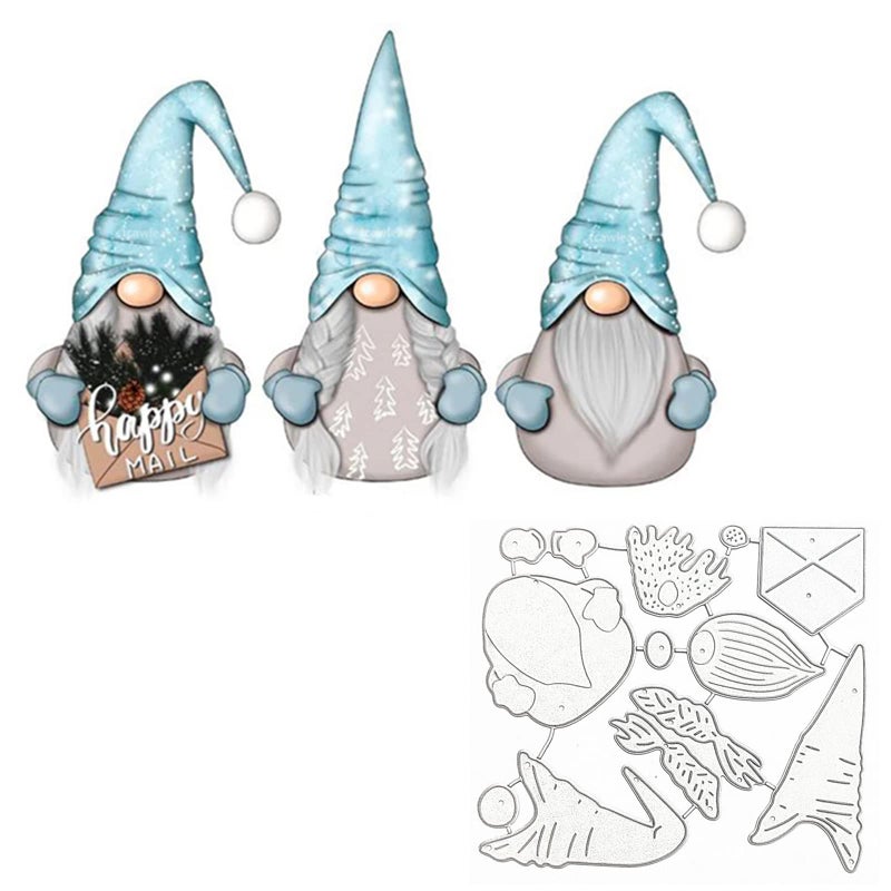 hinana 3pcs Christmas Gnomes Metal Die Cuts Cute Tree Letters Cheerful Santa Cutting Dies Cut Stencils for DIY Scrapbooking Photo Decorative Embossing Paper Card Making