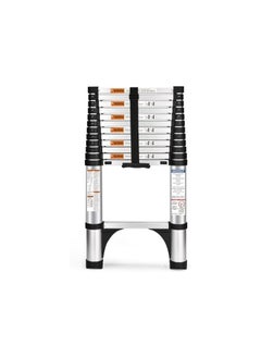 SS Tech Telescoping Ladders 12.5 FT Aluminum Button Retraction Extension Ladder with 2 Triangle Stabilizers, Multi-Purpose Ladder with Slow Down Design, 330lbs Max Capacity for House Daily Life