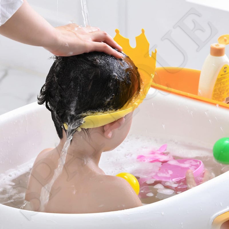 SPAREQUE غطاء استحمام للأطفال، قبعة واقية للعينين والأذنين، تاج سيليكون قابل للتعديل، قبعة مقاومة للماء لغسل الشعر، غطاء استحمام لحماية الأطفال، الرضع، والأطفال الصغار - Image 2