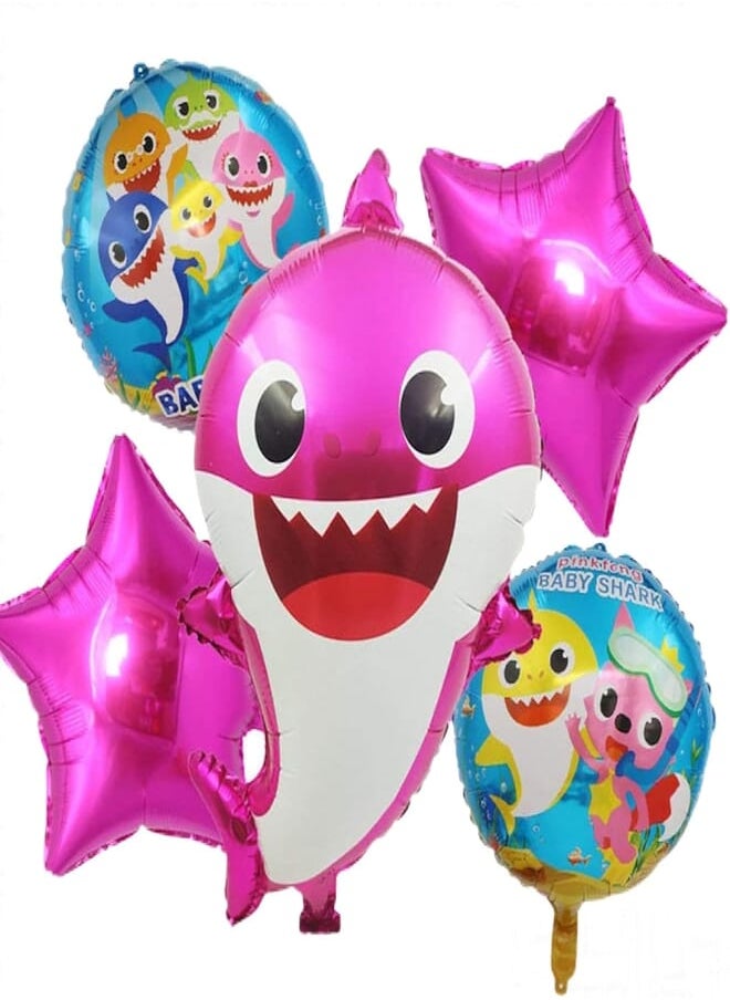 Highland HIGHLAND 5 Pc Pink Baby Shark Balloons for Baby Shark Birthday Decorations – Baby Shark Theme Birthday Decorations Kid’s Party Supplies – Baby Shark Birthday Theme Kid’s Party Balloons 