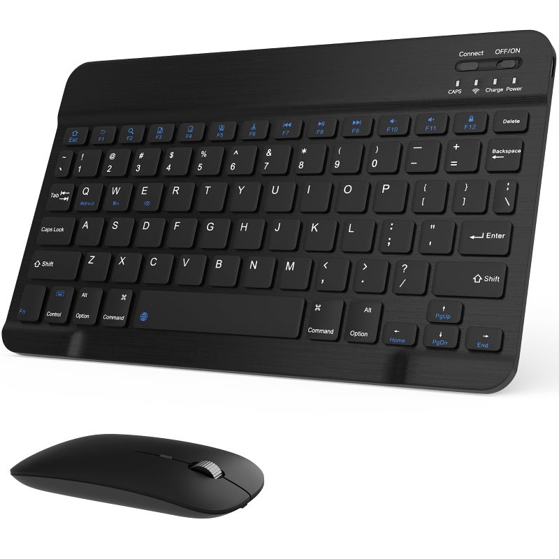 GOGARA Rechargeable Bluetooth Keyboard and Mouse Combo Universal UltraSlim Wireless Keyboard Mouse Set for Android Windows iPad iPhone Samsung Tablet Portable Compact Keyboard Set Black - Image 2