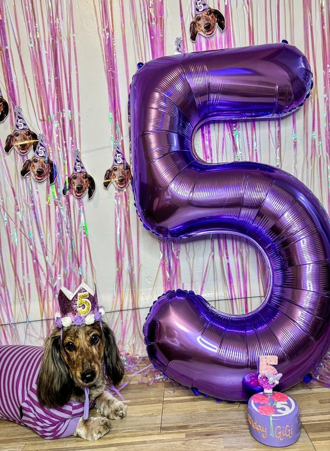 Hadoife بالون رقم 7 بنفسجي مقاس 40 بوصة، بالونات عملاقة على شكل الرقم 7 لتزيين حفلات أعياد الميلاد السابعة، لوازم حفلات للأطفال الرضع (بنين وبنات)، ديكور حفلات بنفسجي - Image 2