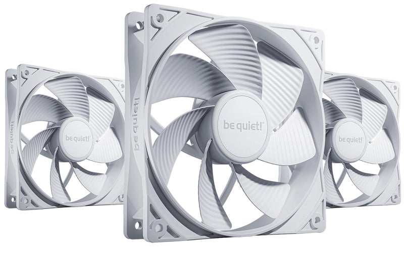 be quiet! Pure Wings 3 120mm PWM Reverse White Triple Pack, 3 Included, Inverted Blades, high top-end Speed, Low Minimum RPM, Optimized Fan Frame, Newly Designed Fan Blades - Image 1