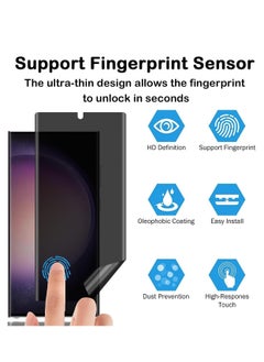 RINCO [2 Packs] Privacy Screen Protector for Samsung Galaxy S24 Ultra ,Support Fingerprint Unlock, Anti Scratch, Full Coverage, Anti-Peeping TPU Soft Film for Galaxy S24 Ultra 5G  - Image 2