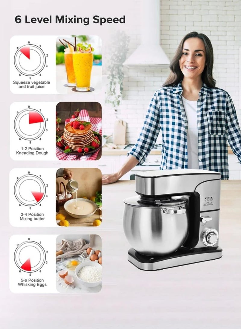Electric Stand Bowl Mixer 12L – Stainless Steel Mixing Bowl, Whisk, Beaters, Dough Hook | Pulse & Eject Button | Ideal for Bread, Cake, Dough, and More – Powerful Food Mixer for Home Baking  - Image 4