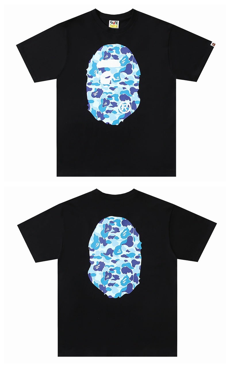 250 Grams Weight Correct Version Of The Tide Brand Bape Short Sleeve T-Shirt Men And Women Couples Loose Ape Head Half Sleeve - Image 1