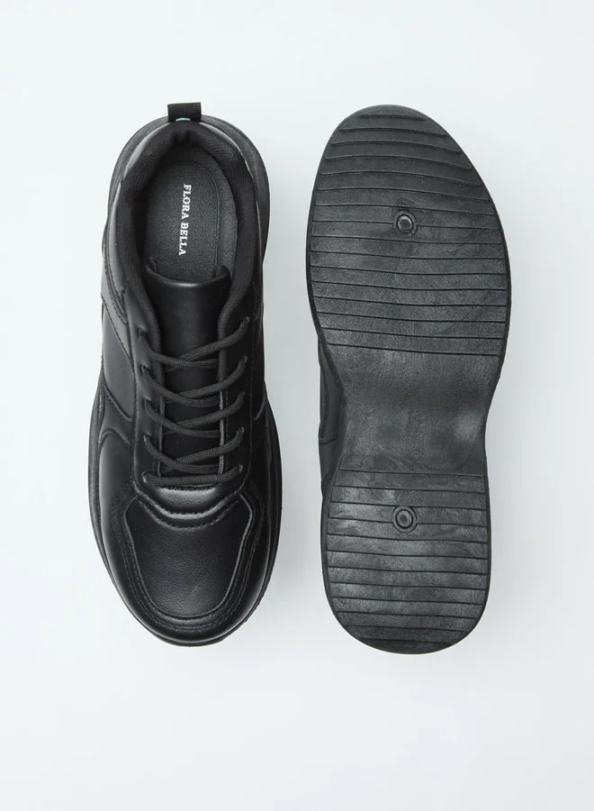 Flora Bella By Shoexpress Panelled Sneakers with Lace-up Closure