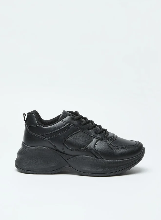 Flora Bella By Shoexpress Panelled Sneakers with Lace-up Closure
