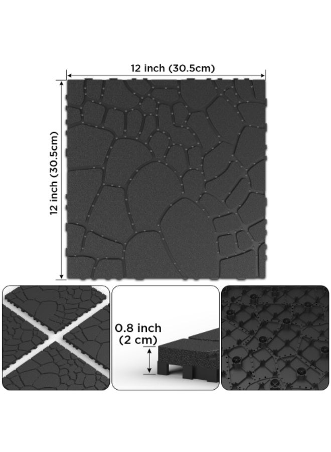 Stone Texture 12" Patio Deck Tiles, DIY Module Interlocking Decking Tiles Floor Tile,Easy and Quick Installation Court Tiles for Porch Poolside Balcony Backyard 44pcs ,DARK GRAY - Image 2