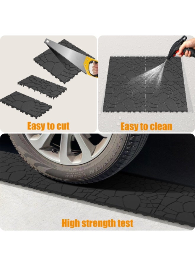 Stone Texture 12" Patio Deck Tiles, DIY Module Interlocking Decking Tiles Floor Tile,Easy and Quick Installation Court Tiles for Porch Poolside Balcony Backyard 44pcs ,DARK GRAY - Image 4