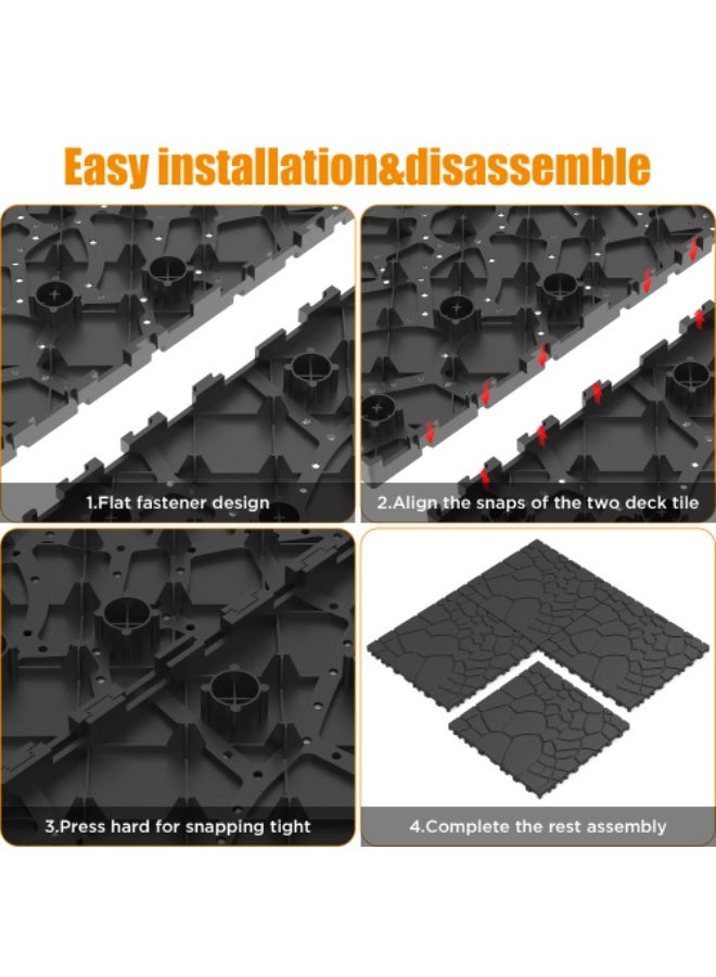 Stone Texture 12" Patio Deck Tiles, DIY Module Interlocking Decking Tiles Floor Tile,Easy and Quick Installation Court Tiles for Porch Poolside Balcony Backyard 44pcs ,DARK GRAY - Image 5
