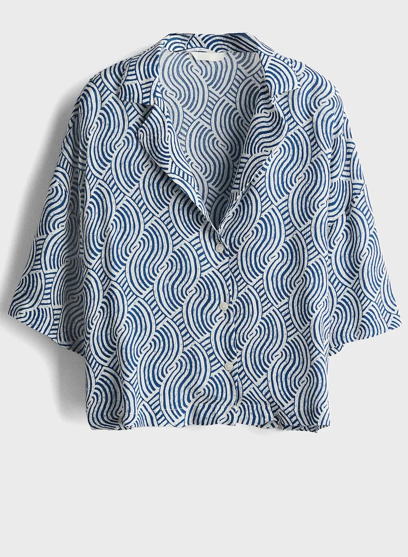 اتش اند ام Printed Button Down Shirt