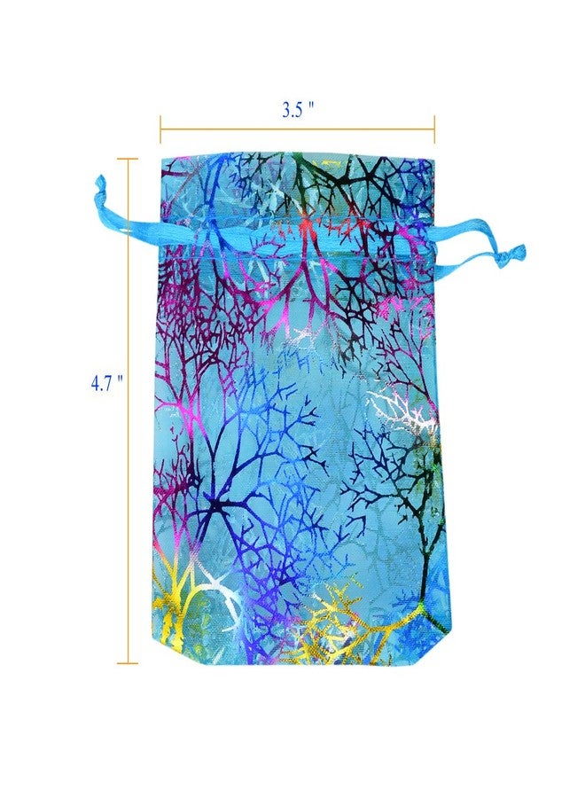Marrywindix 100pcs Blue Organza Drawstring Pouches Jewelry bags, Candy Pouch Chocorate Pouch Party Wedding Favor Gift Bag - Image 2