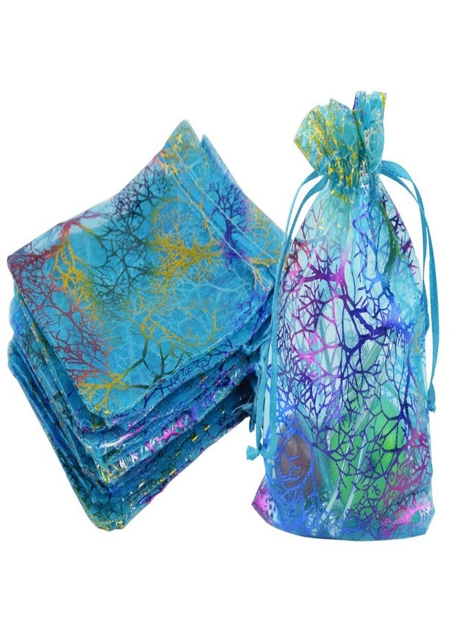 Marrywindix 100pcs Blue Organza Drawstring Pouches Jewelry bags, Candy Pouch Chocorate Pouch Party Wedding Favor Gift Bag - Image 5