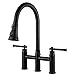 Lava Odoro Matte Black Bridge Kitchen Faucet with Pull Down Sprayer Lava Odoro Transitional Kitchen Sink Faucet 3 Hole 2 Handle SpotResistant LeadFree KF501MB - Image 2