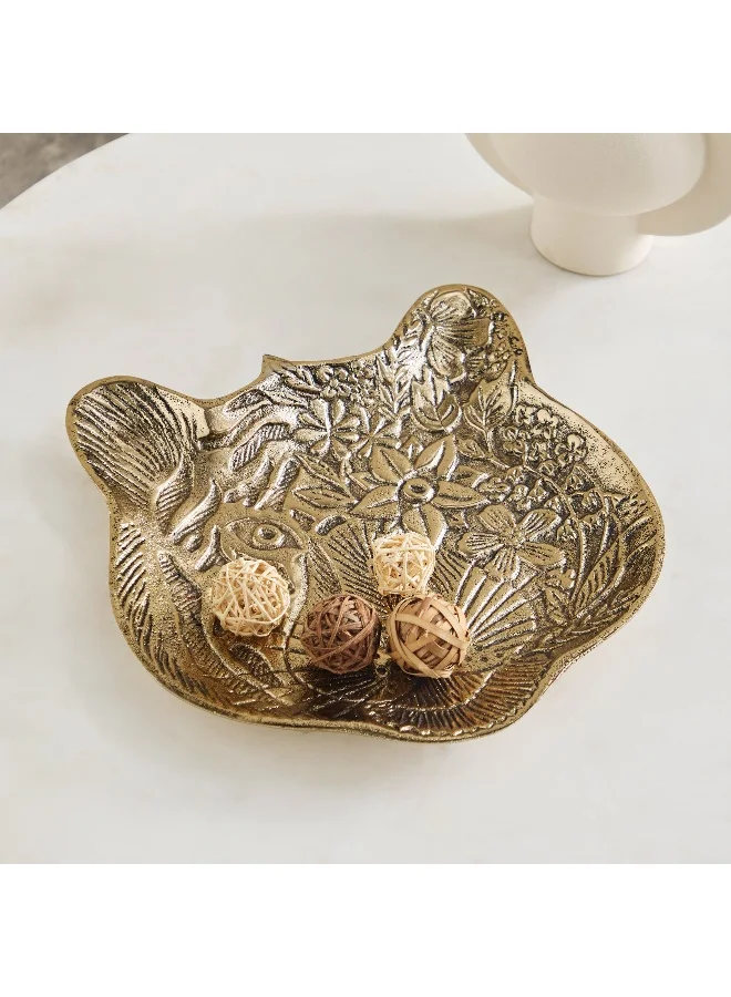 Home Box Viola Aluminium Tiger Face Tray Wall Decor - 30x33x2.5 cm